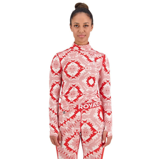 Mons Royale - Women's Cascade Merino Flex 200 Mock Neck LS - Retro Red Nordtek