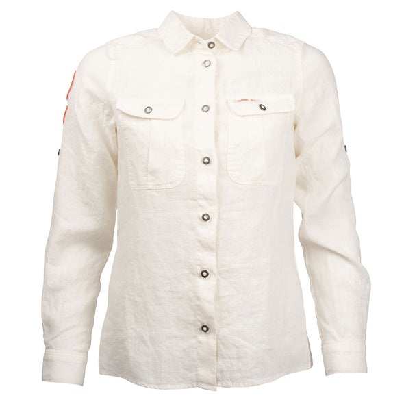 Amundsen Women's Safari Linen Shirt, Garment Dyed - Natural